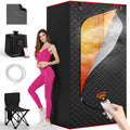 1-Person Portable Steam Sauna Box with 3L/1200W Steamer, 99-Min Timer & 15 Power Levels, XL Foldable and Remote Control, Detox Spa for Relaxation, Black