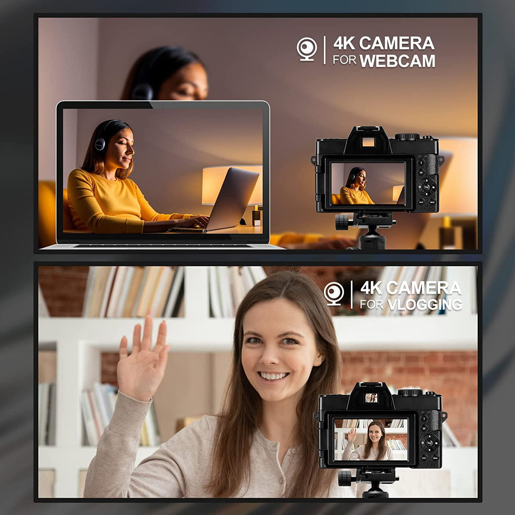 4K 48MP Digital Camera for Photography and Vlogging with 32GB TF Card for YouTube