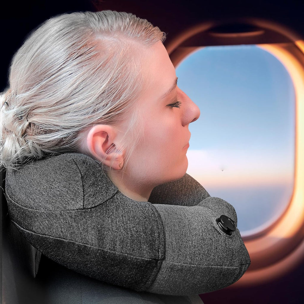 Inflatable Travel Pillow,Neck Pillow for Traveling,Airplane Travel Pillw Improved Support Design for Car Sleeping