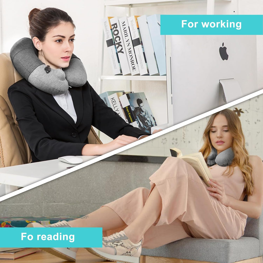 Inflatable Travel Pillow,Neck Pillow for Traveling,Airplane Travel Pillw Improved Support Design for Car Sleeping