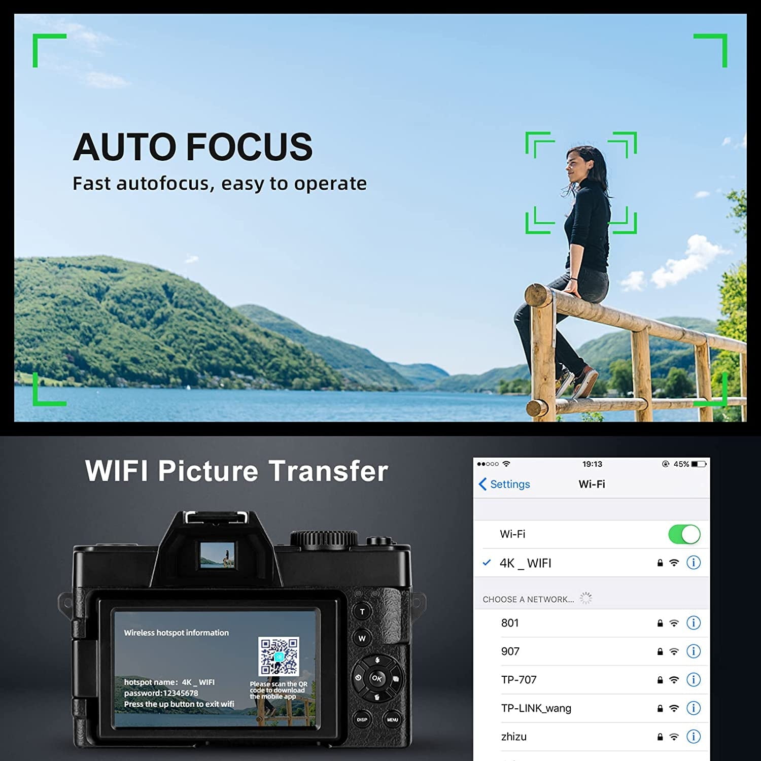 4K 48MP Digital Camera for Photography and Vlogging with 32GB TF Card for YouTube