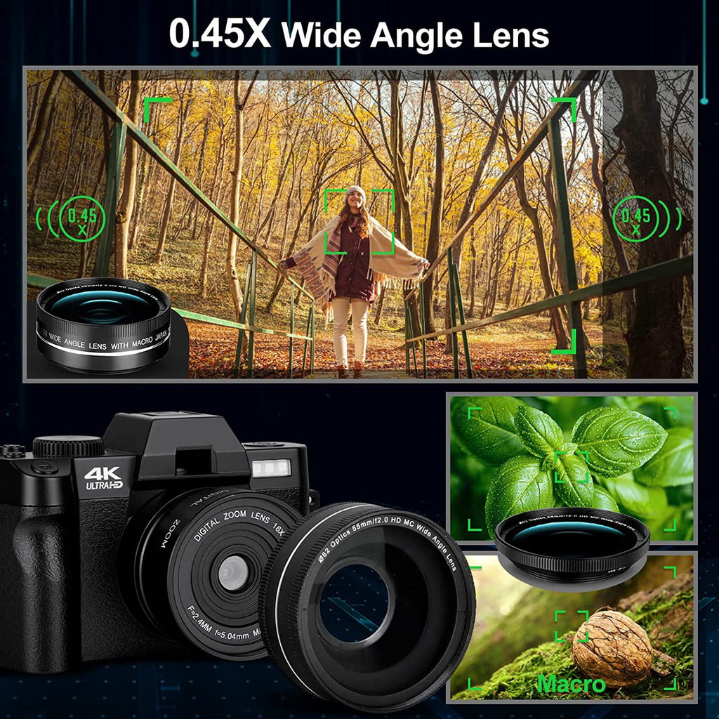 4K 48MP Digital Camera for Photography and Vlogging with 32GB TF Card for YouTube